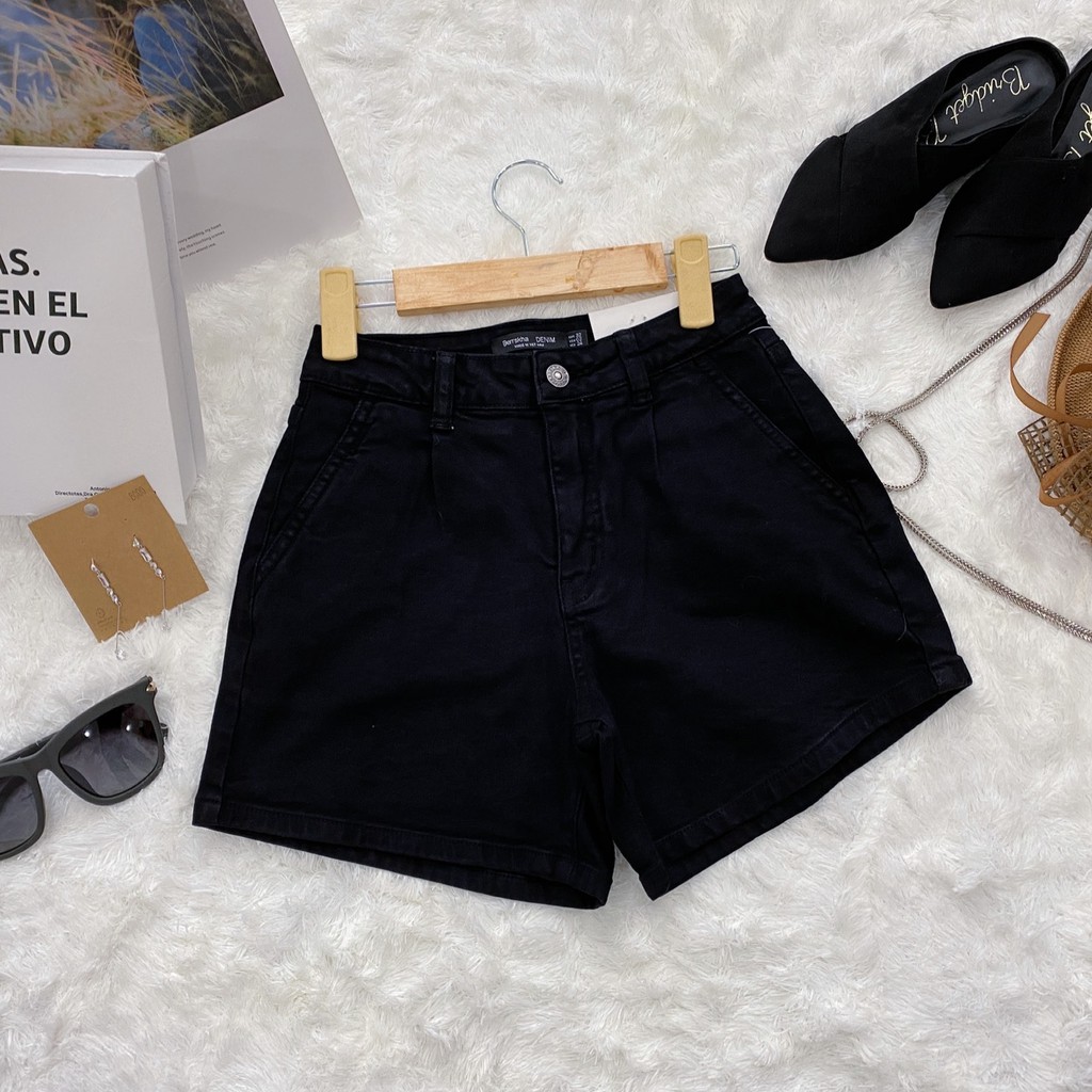 Quần short jean trơn, lưng cao | BigBuy360 - bigbuy360.vn