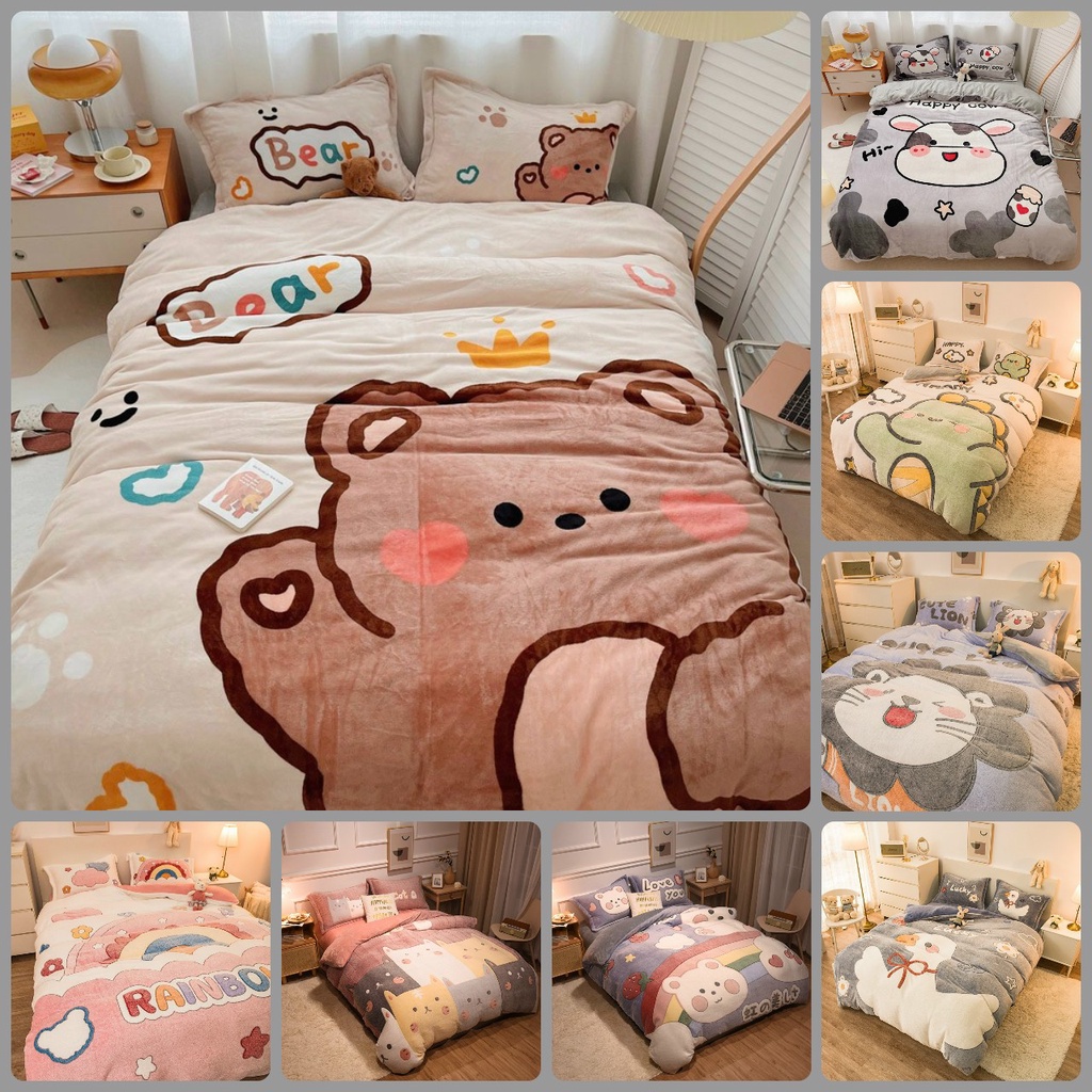Link 2 - Bộ Chăn Mền, ga trải gường hình con vật đáng yêu, chất liệu nỉ siêu êm, rất bền, ko xù lông, không phai màu