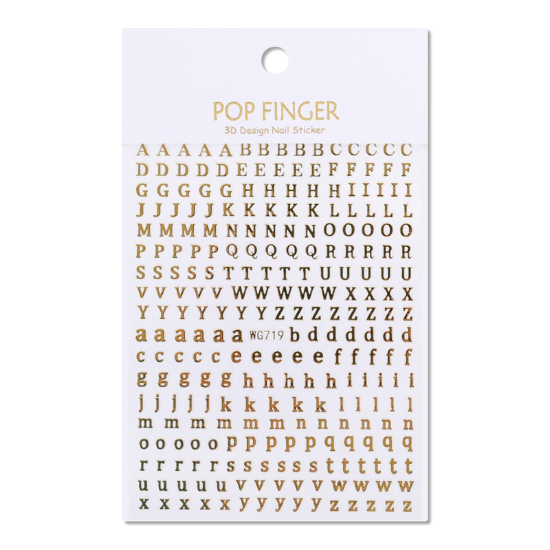 1 Tờ Nhãn Dán Móng Tay Tự Dính Hình Trái Tim/Chữ Cái Tiếng Anh Lấp Lánh 3D DIY