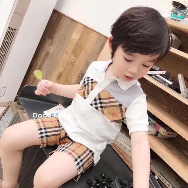 Freeship 99k TQ_Sét burberry bé trai