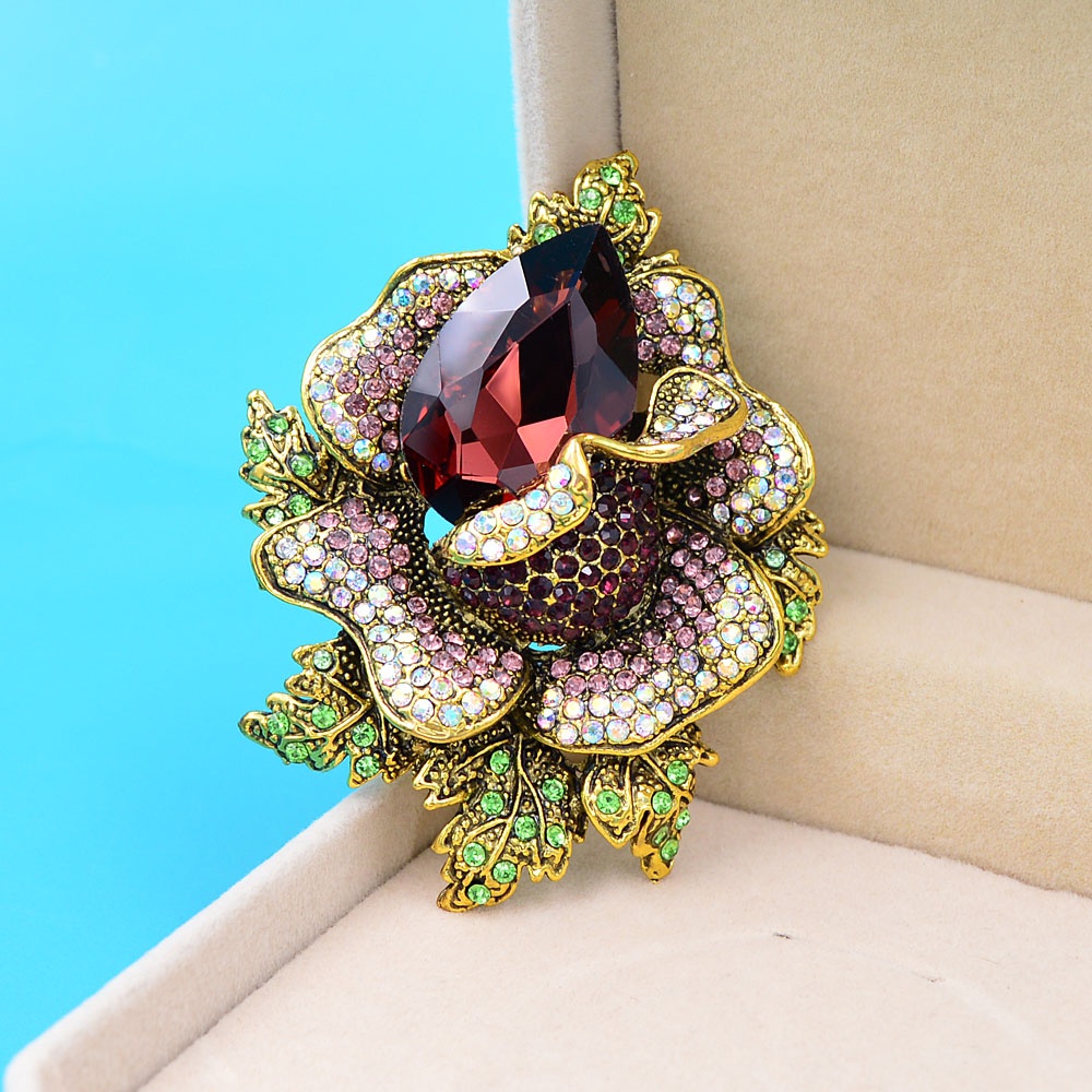 Ghim Cài Áo Hình Hoa Lớn Đính Đá Thời Trang