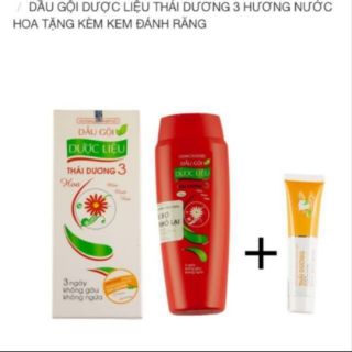 Dầu gội dược liệu Thái dương 3(đỏ+xanh) tặng kem đánh răng dược liệu