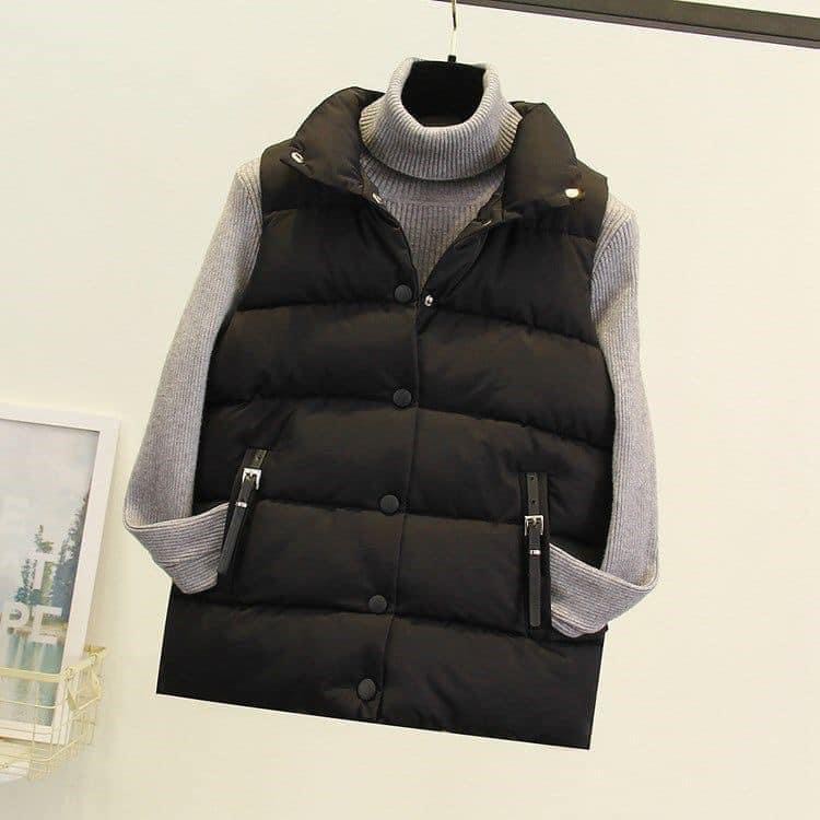 [ÁO PHAO GILE ] Áo Phao Nữ, Áo Khoác Túi Phối Da Kiểu Dáng Hàn Quốc_Năng Động Trẻ Trung | BigBuy360 - bigbuy360.vn