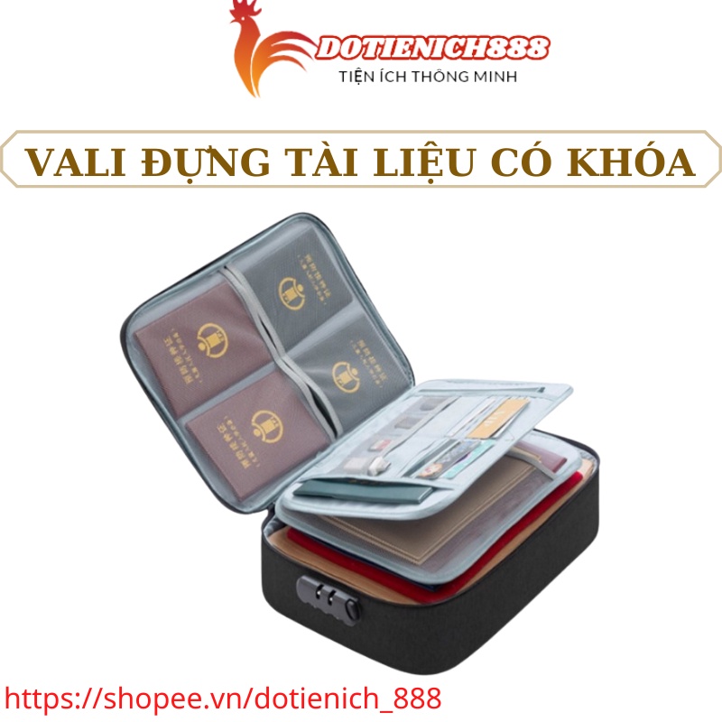 Vali nhiều ngăn đựng hồ sơ giấy tờ,Túi cặp đựng tài liệu chất liệu bằng vải chống thấm nước có khóa kéo cất gọn
