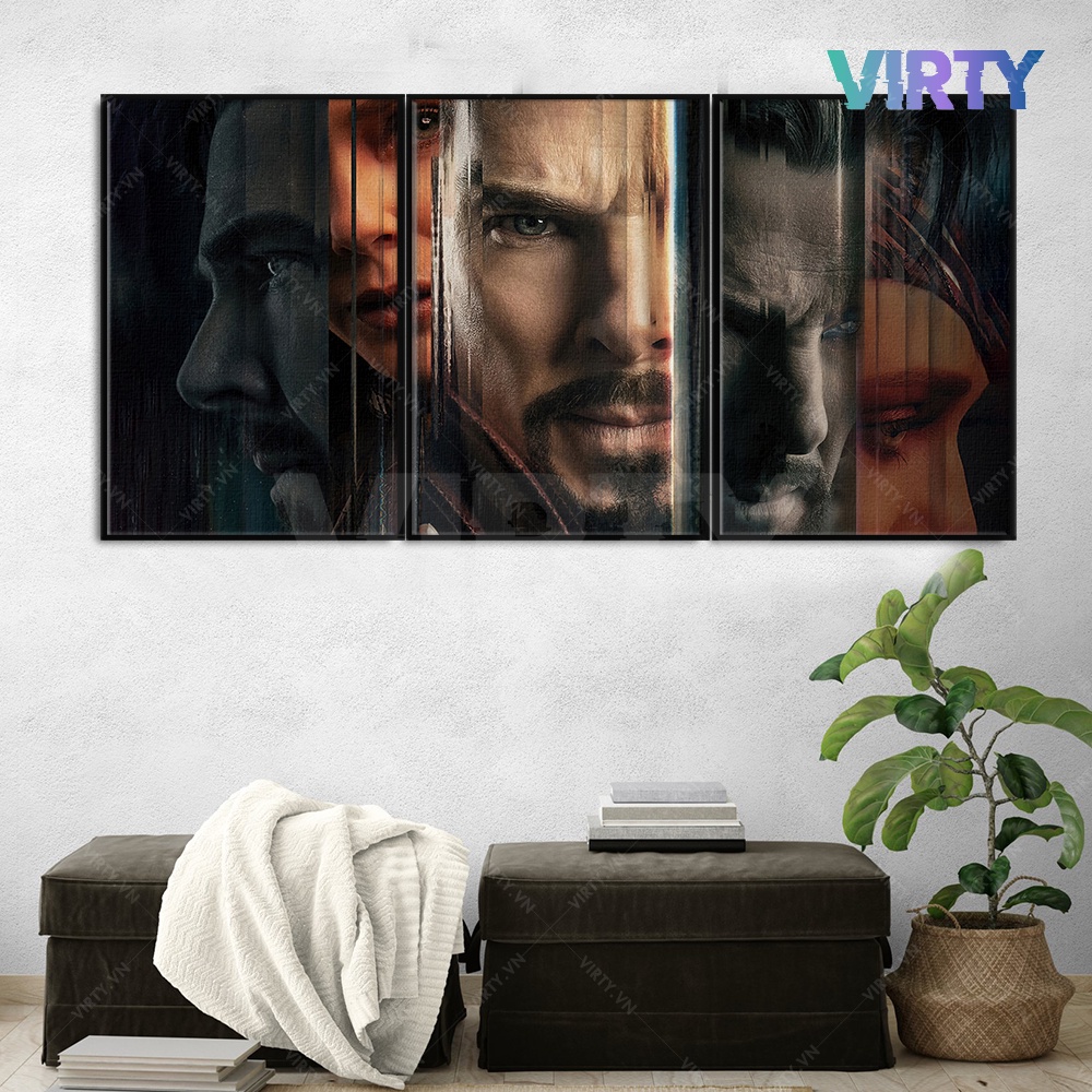 Bộ 3 Tranh treo tường phim MARVEL kèm khung composite VIRTY Tranh Canvas decor phòng ngủ, phòng làm việc