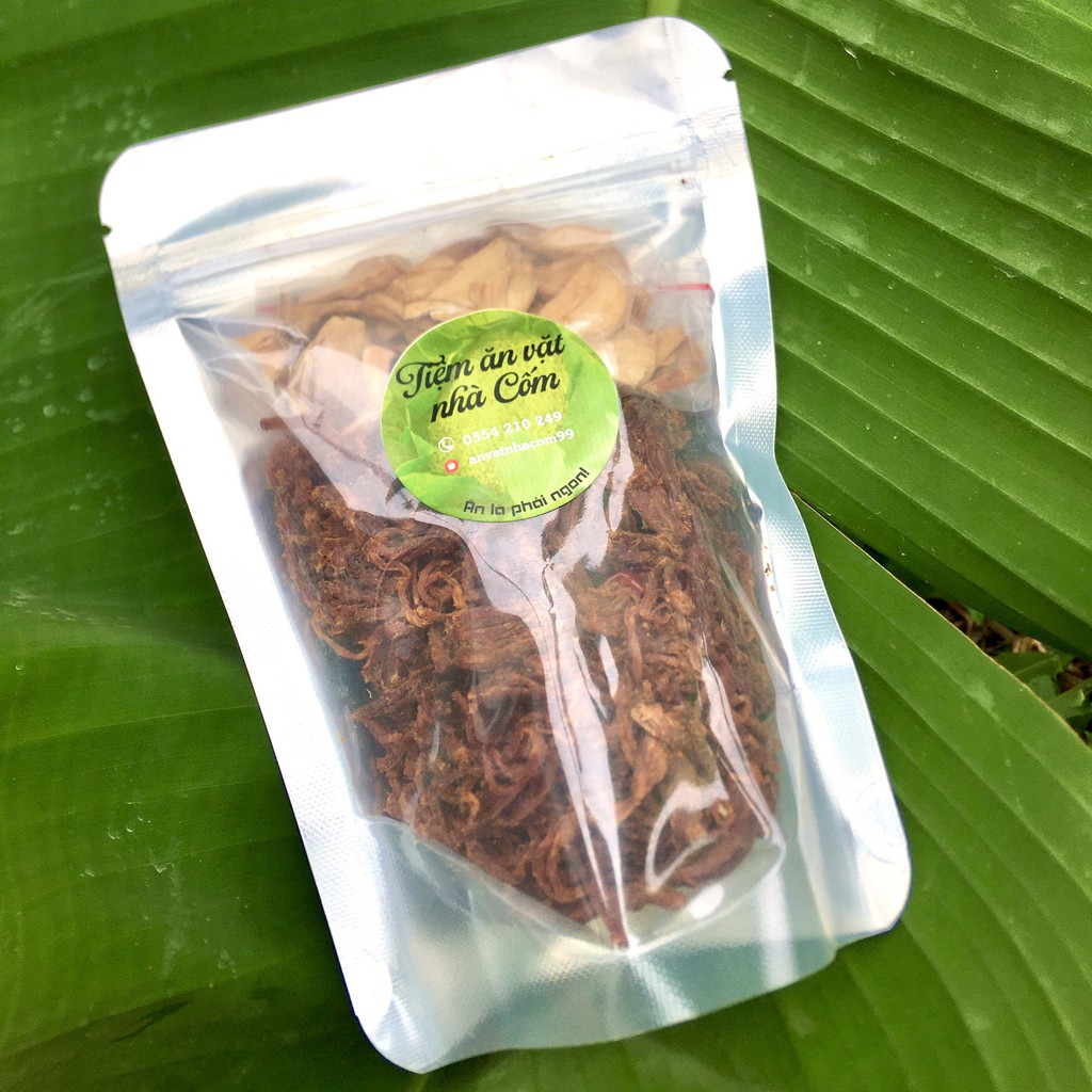 Khô heo cháy tỏi 100g không phụ gia, khô heo nhà làm từ thịt sạch, handmade - Ăn vặt nhà Cốm