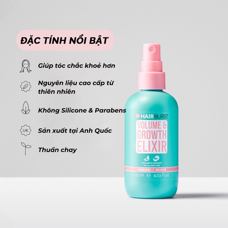 Xịt Dưỡng Tóc Hairburst Volume and Growth Elixir Tạo Độ Phồng Và Kích Thích Mọc Tóc 125ml