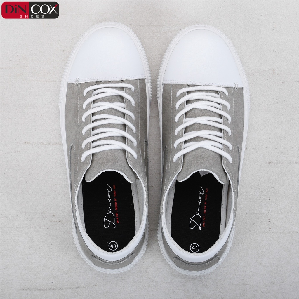 Giày Sneaker Da Nam DINCOX D07 Tinh Tế Hiện Đại Grey/White