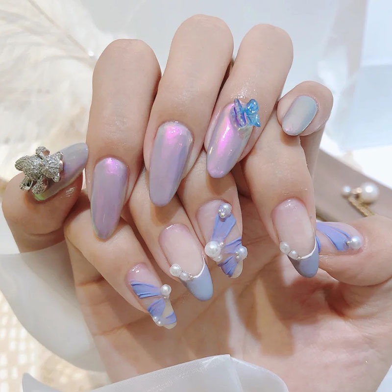 Hộp hạt ngọc trai nhân tạo Misscheering 12 ngăn màu trắng trang trí móng tay DIY tiện lợi