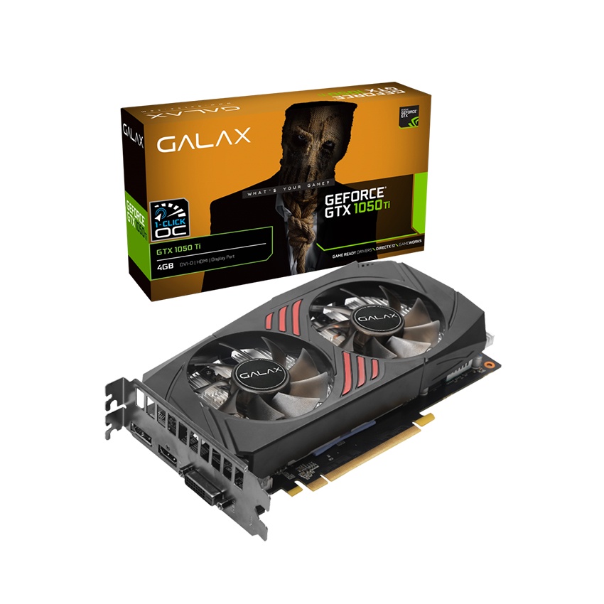 Card màn hình GALAX GeForce GTX 1050 Ti (1-Click OC) 4GB GDDR5 - Bảo hành chính hãng 36 Tháng