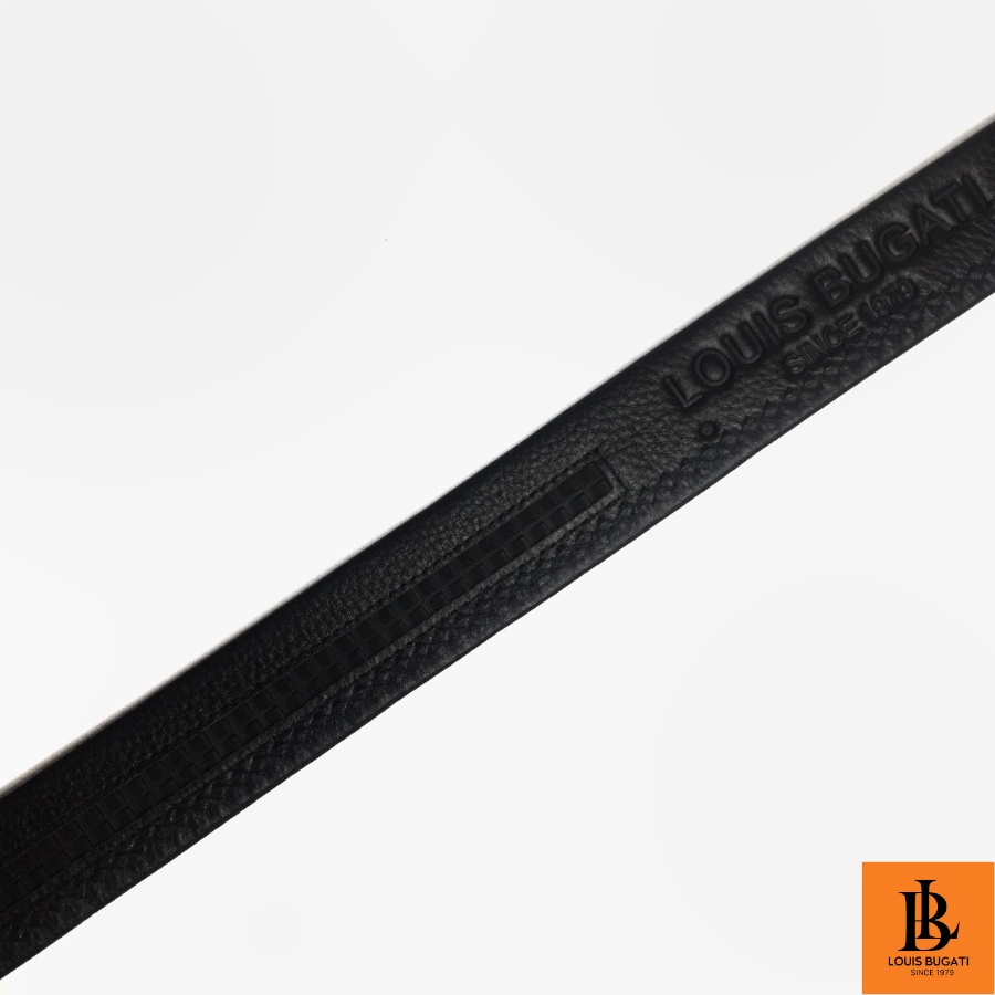 Thắt lưng nam da bò nguyên tấm nhập khẩu Châu Âu LOUIS BUGATI màu nâu đen khoá cài LBDM04