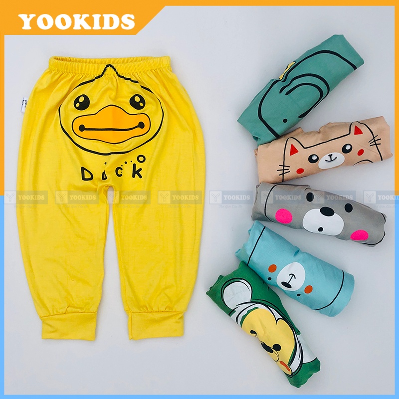 Quần dài cho bé YOOKIDS chất thun lạnh in hình thú cưng, Quần dài bé trai bé gái 1 2 3 4 5 tuổi