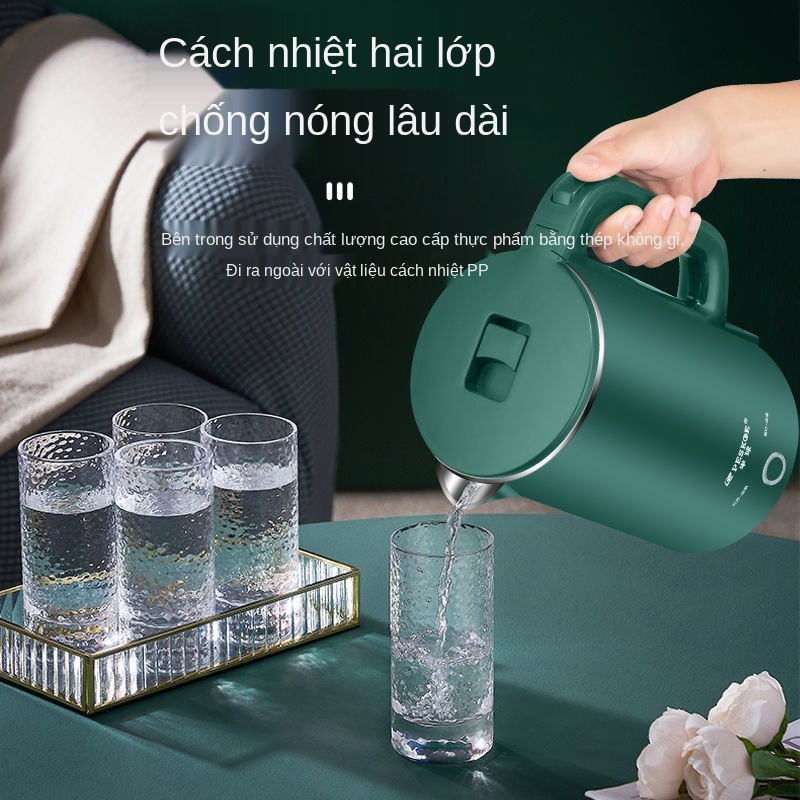 Ấm siêu tốc 2.5L bán cầu bình giữ nhiệt thông minh đun nước bằng thép không gỉ 304 với điện tự động ngắt