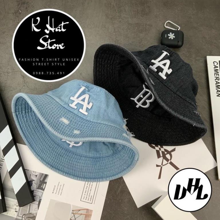 Nón Bucket Jeans 2 Mặt Thêu L.A Thời Trang Nam Nữ Hot Hit