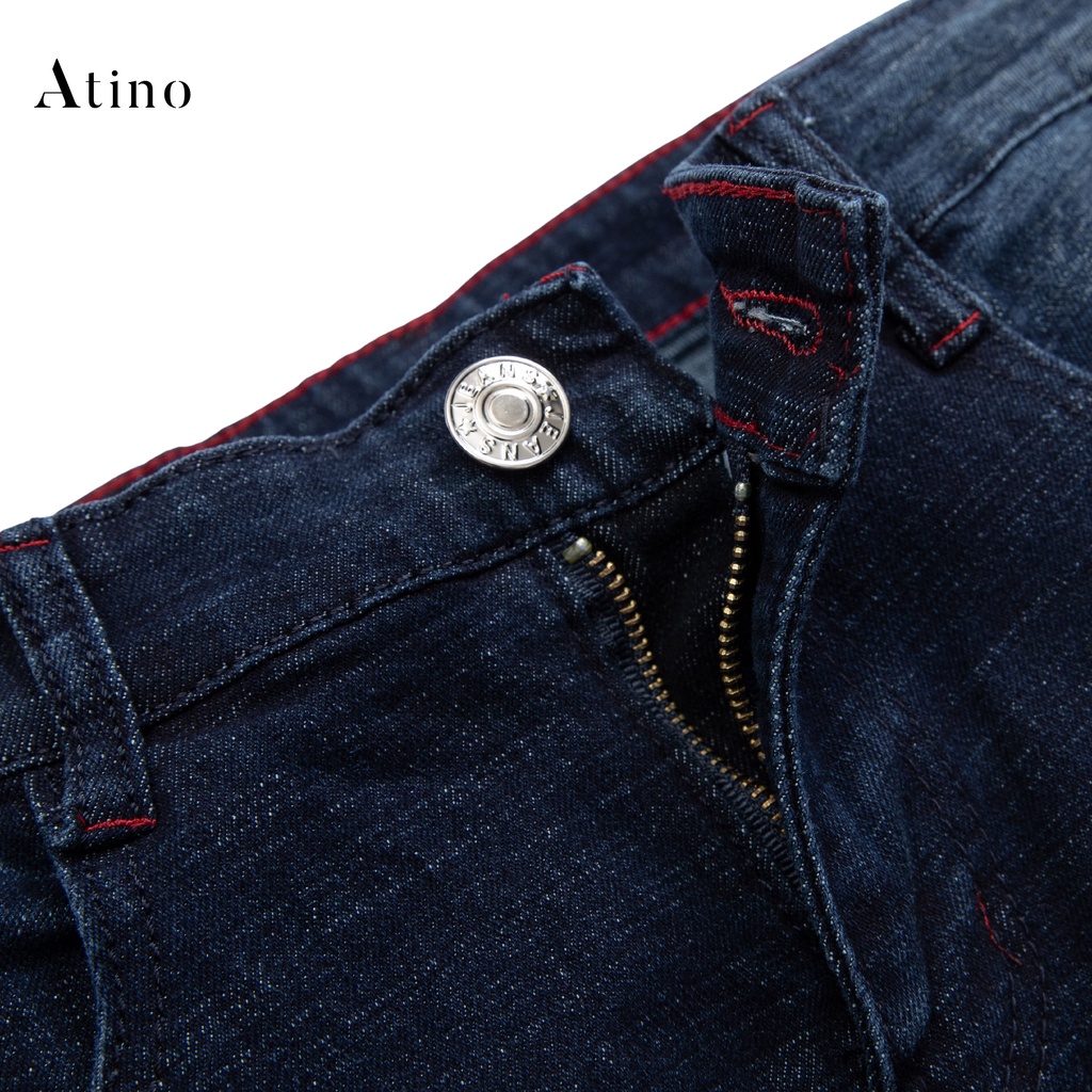 Quần Jean Nam Xanh Cào ATINO Chất Liệu Jean Pha Spandex Form Slim-Fit QJ100