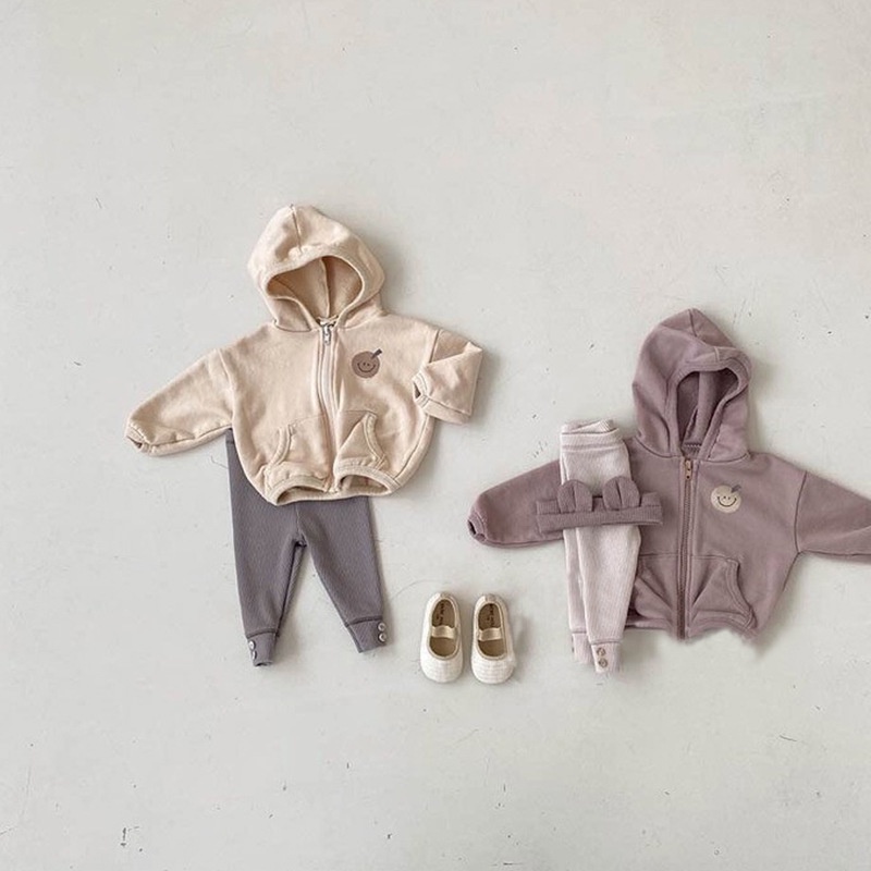 Áo khoác dáng rộng có khóa kéo in hình mặt cười phong cách hàn quốc dành cho trẻ