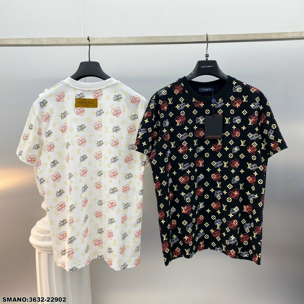 Áo Phông Nam LV Họa Tiết In Chữ. Áo thun Lv Nam cổ Tròn Chất Cotton Mát Mịn DT STORE MENWEAR