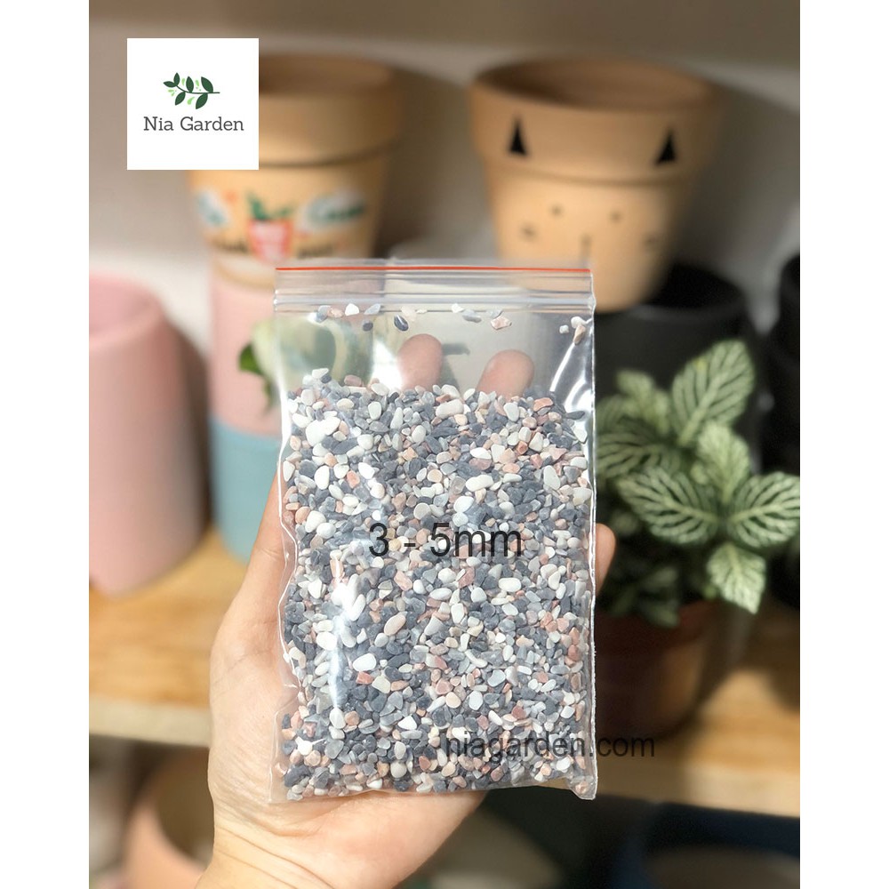 (200gr) Sỏi hồng xanh size 2 - 5mm trang trí rải gốc cây cảnh terrarium bể cá Nia Garden