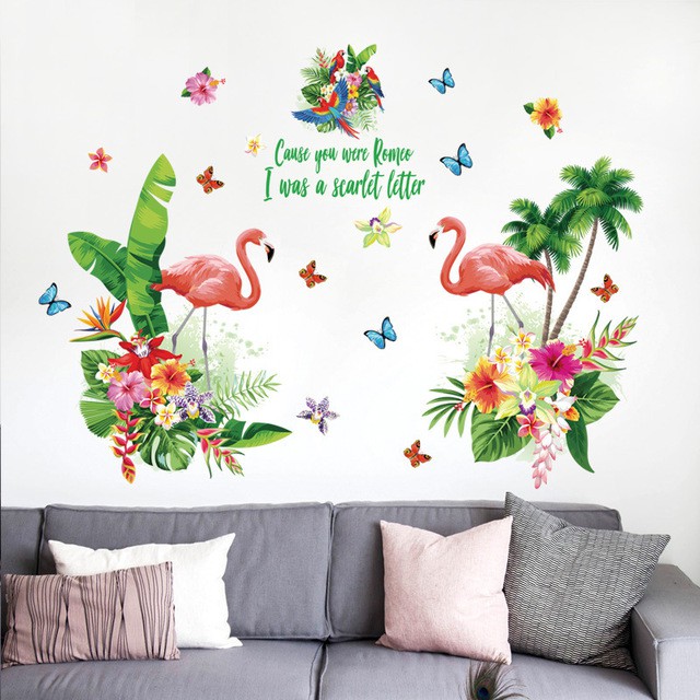 decal dán tường đôi hồng hạc