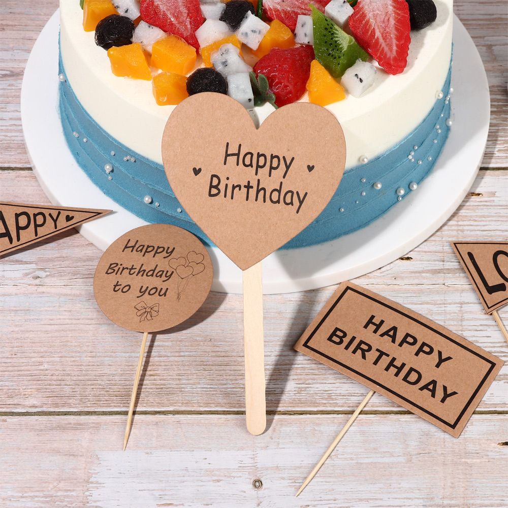 Set 6 que cắm trang trí bánh sinh nhật bằng giấy kraft DIY
