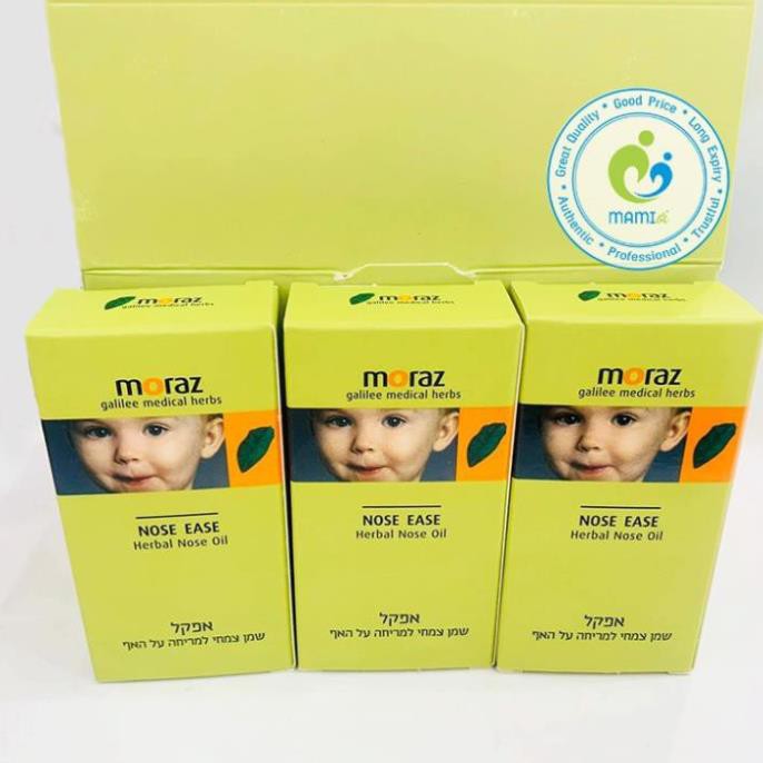 Tinh dầu bôi  giảm sổ mũi, nghẹt mũi cho trẻ từ 1 tuổi Moraz Nose Ease, Israel