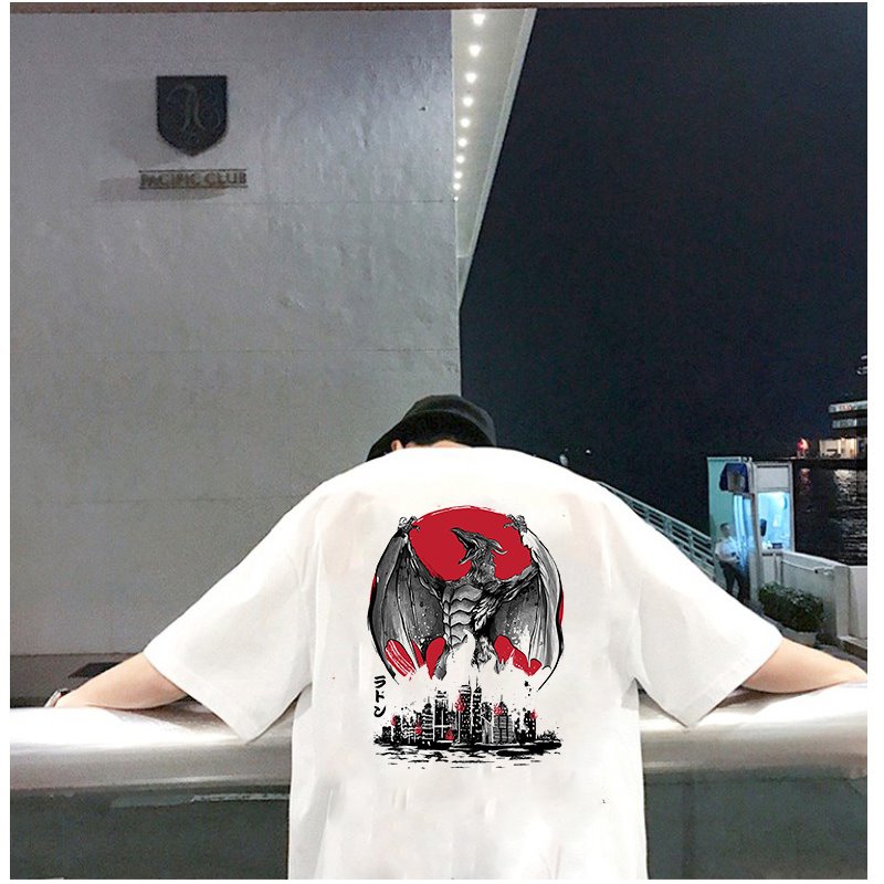 Áo phông nam nữ tay lỡ quái vật và thành phố vải dày mịn 2021T3162