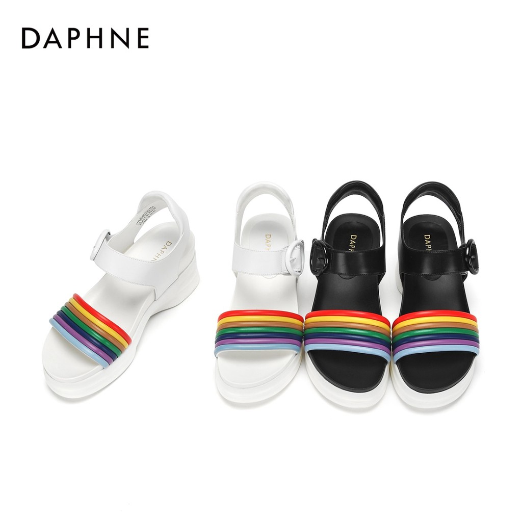 Sandal Daphne quai dán phối màu xinh xắn, đế 6.5cm (size 35-225)