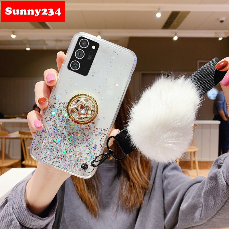 Luxury Glitter Soft Case Samsung Note 20 Pro Case + Phone Holder + Strap