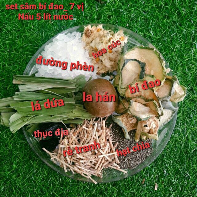 Set 8 Nguyên Liệu Nấu Sâm Bí Đao Hạt Chia Hoa Cúc (5 Lít Nước)