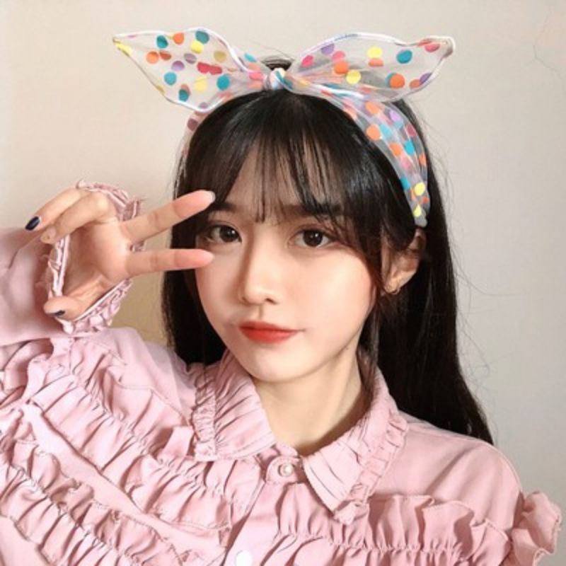 bờm tóc chấm bi kẹp tóc sét 3 họa tiết cho chị em phụ nữ phong cách hàn xẻng