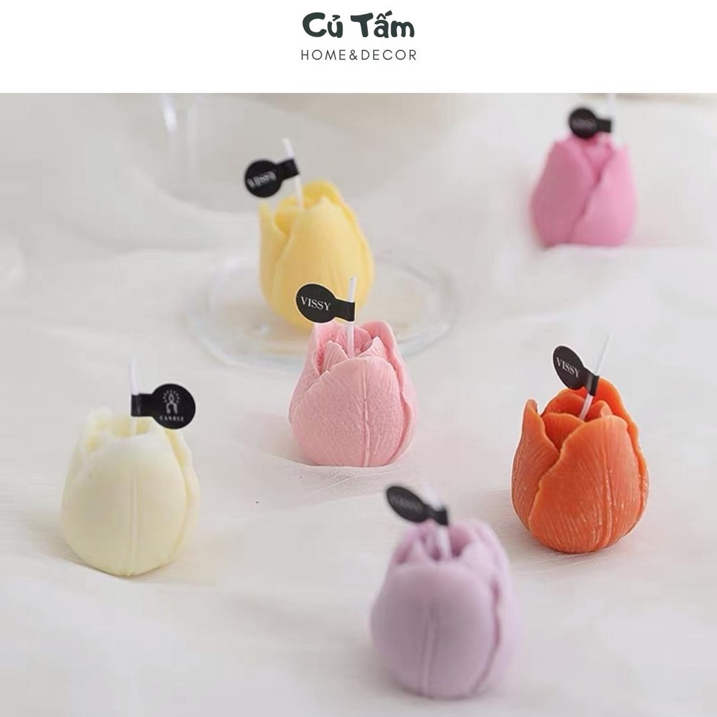 Nến thơm tự nhiên, sáp thơm đậu nành hoa tulip an toàn cho sức khỏe - cutam.homedecor