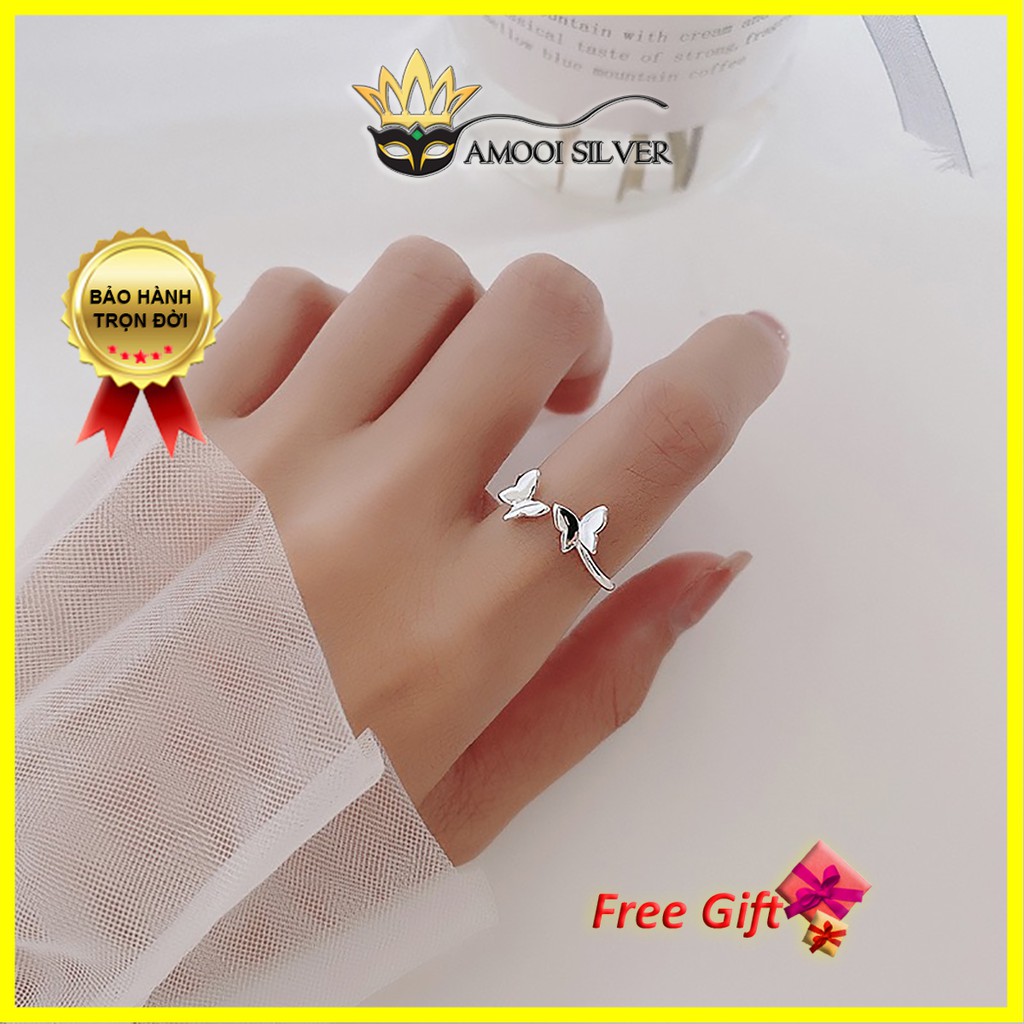 Nhẫn bạc S925 freesize đôi bướm - Amooi Silver AN45