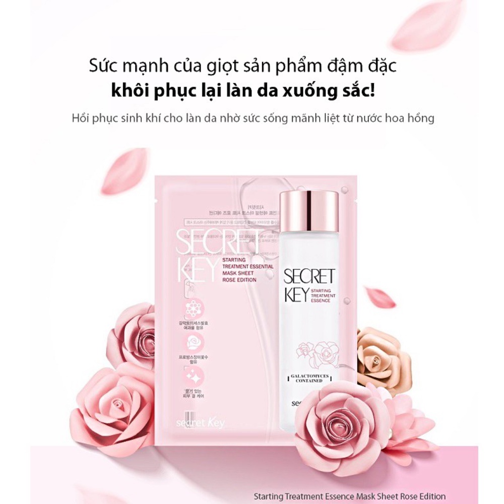 Mặt nạ Secret Key Starting Treatment Essential Mask Pack- Rose Edition 30g dưỡng ẩm sáng da