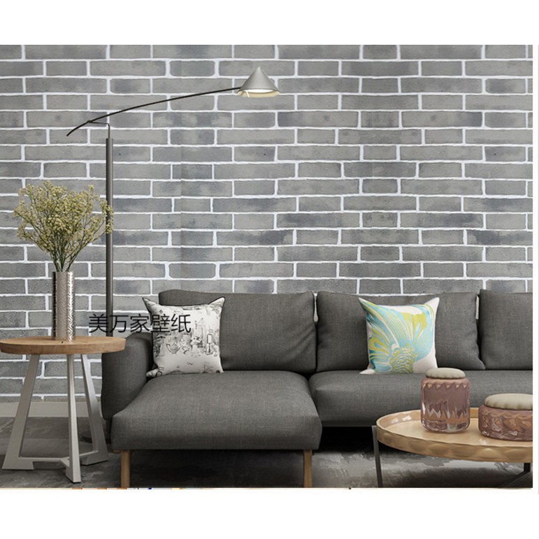 1 mét Decal giấy dán tường gạch xám viền trắng khổ rộng 45cm keo sẵn