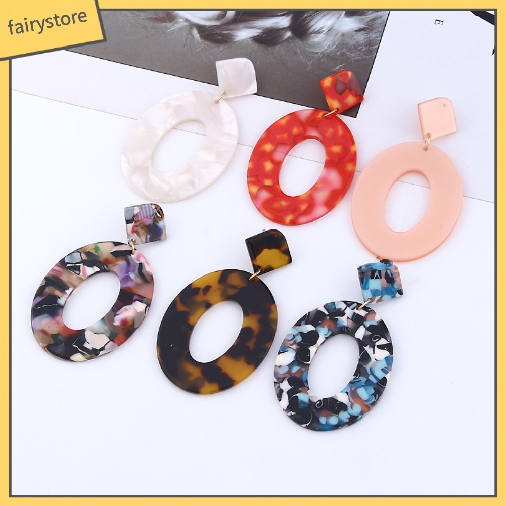 Bông Tai Hình Oval Phong Cách Retro Cho Nữ