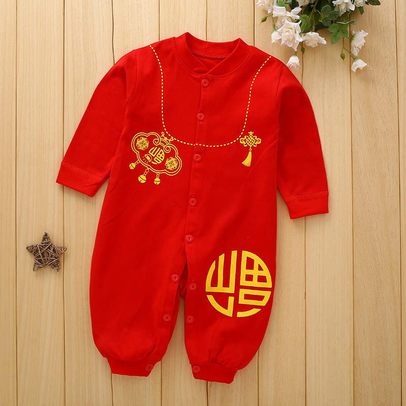 Quần áo tết cho bé 💖FREESHIP💖 Bộ body đỏ hàng Quảng Châu xuất khẩu cho bé trai gái 0-1 tuổi năm 2020