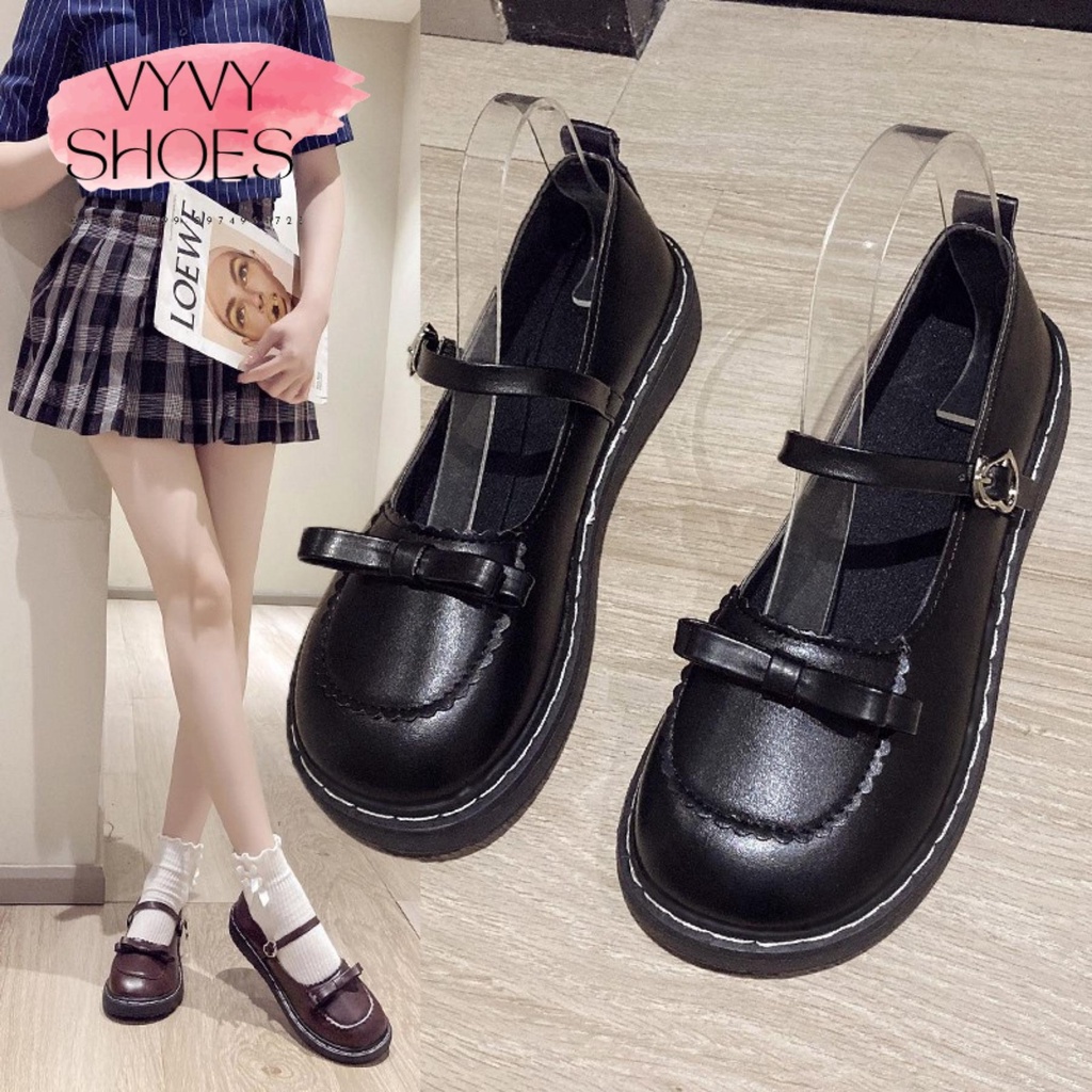 Giày búp bê Lolita 2dây cài ôm chân cao cấp - giày nữ đế bằng da mềm thời trang VYVYSHOES19-X1