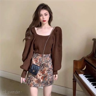 Sét Váy Nữ Chất Dạ Tweed Mix Cùng Áo Len Tay Dài Thời Trang Quyến Rũ