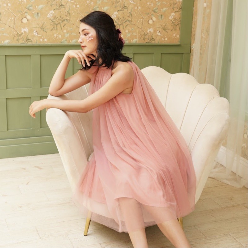 Váy yến donna dress thiết kế tulle caocaobycaochen 2 màu trắng hồng có bigsize