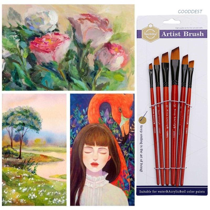 Bộ 6 Cọ Vẽ Tranh Chống Lem Tiện Dụng