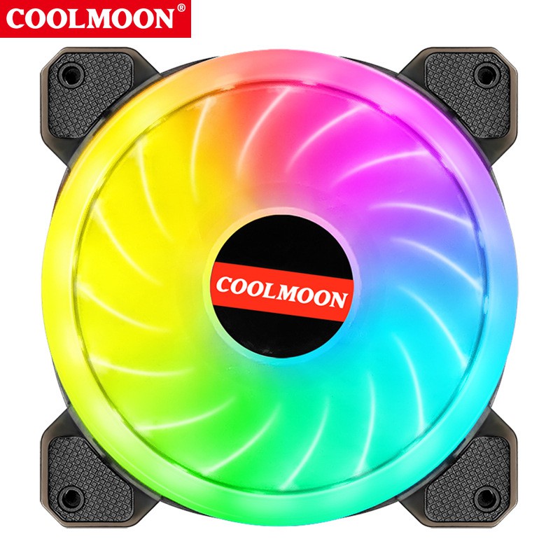 Bộ 4 Quạt Tản Nhiệt, Fan Case Coolmoon Ver 2 / V2 Led RGB Vòng Ring (Version 2021) - Kèm Hub + Remote