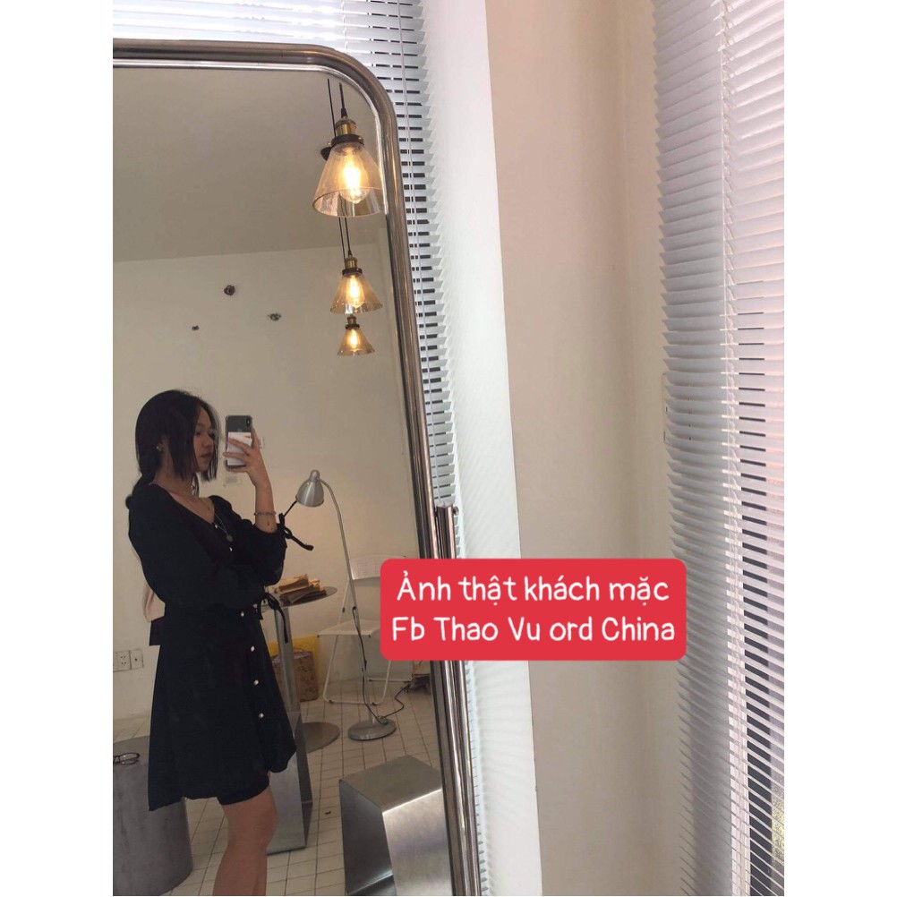 Váy Xòe Nơ Tay Cực Xinh  ⚡️ẢNH THẬT⚡️ Đầm Cotton Dài Dáng Xinh