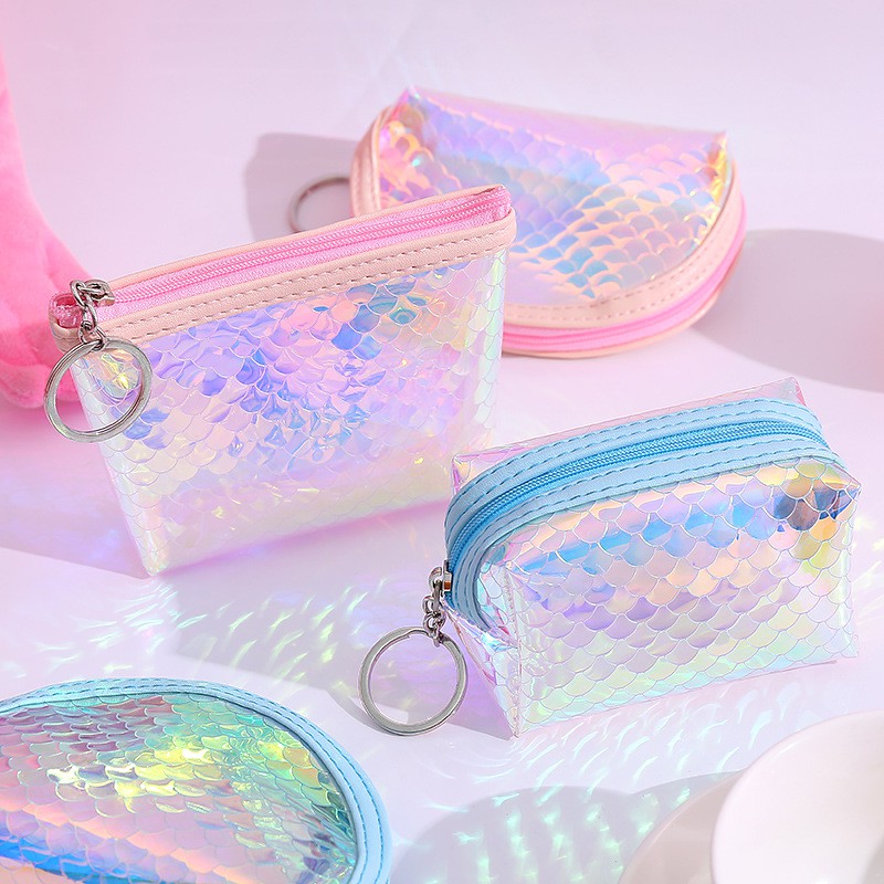 👛VÍ/BÓP NỮ CẦM TAY VẢY CÁ HOLOGRAM MINI👝