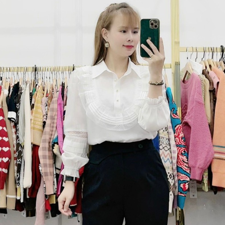 Áo Sơ Mi Trắng Cổ Ren, Áo Sơ Mi Công Sở Cao Cấp-Thời Trang Nhung Paris!