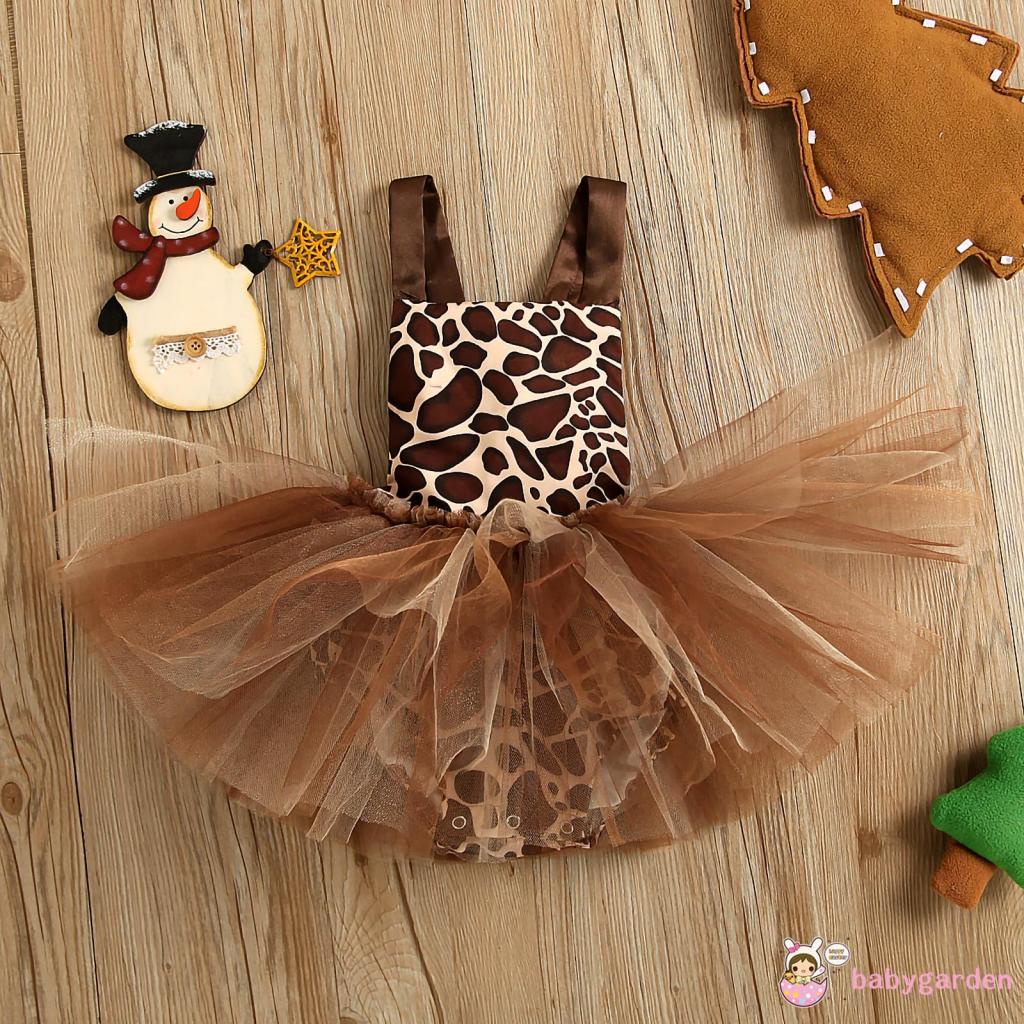 Áo Liền Quần Dạng Lưới Không Tay In Hình Hươu Dành Cho Bé Gái 0-24 Tháng Tuổi