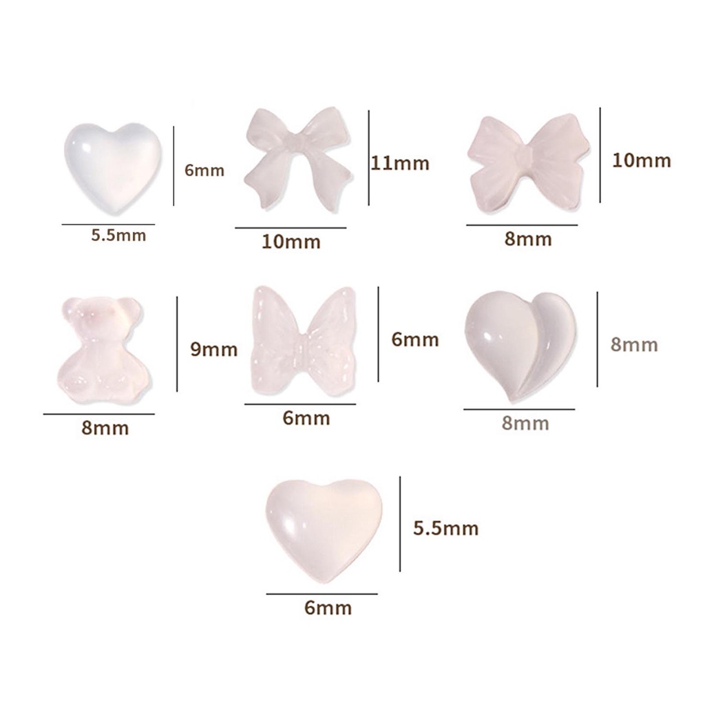 Set 50 Phụ Kiện Trang Trí Móng Tay Nghệ Thuật Hình Trái Tim 3D Thay Đổi Màu Sang Trọng