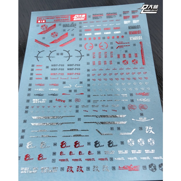 PHỤ KIỆN MÔ HÌNH - DECAL NƯỚC ÁNH KIM CHO GUNDAM MG 1/100 ASTRAY RED FRAME VÀ FLIGHT UNIT