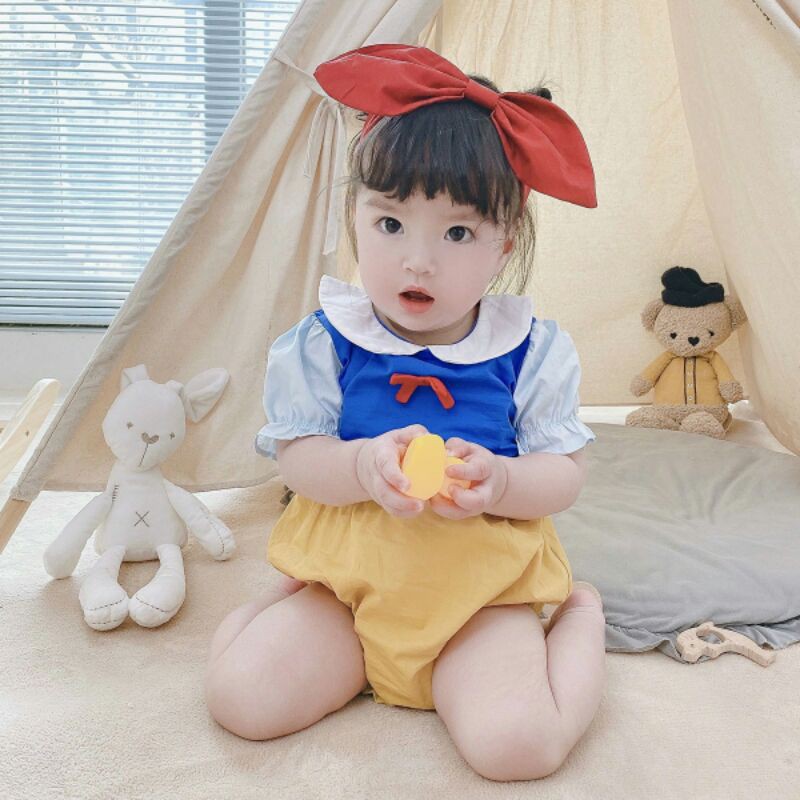 🌈Body Công Chúa Bạch Tuyết Cho Bé Kèm Nơ Đỏ Siêu Xinh (🍓Tiệm Công Chúa Nhỏ🍓) Váy Bạch Tuyết Cho Bé Gái Chụp Ảnh