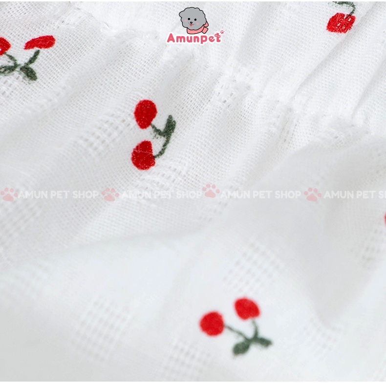 Áo Cho Chó Mèo Hoạ Tiết Quả Cherry Phong Cách Hàn Quốc Dễ Thương Quần Áo Thời Trang Thú Cưng Cao Cấp Giá Rẻ Amun Pet