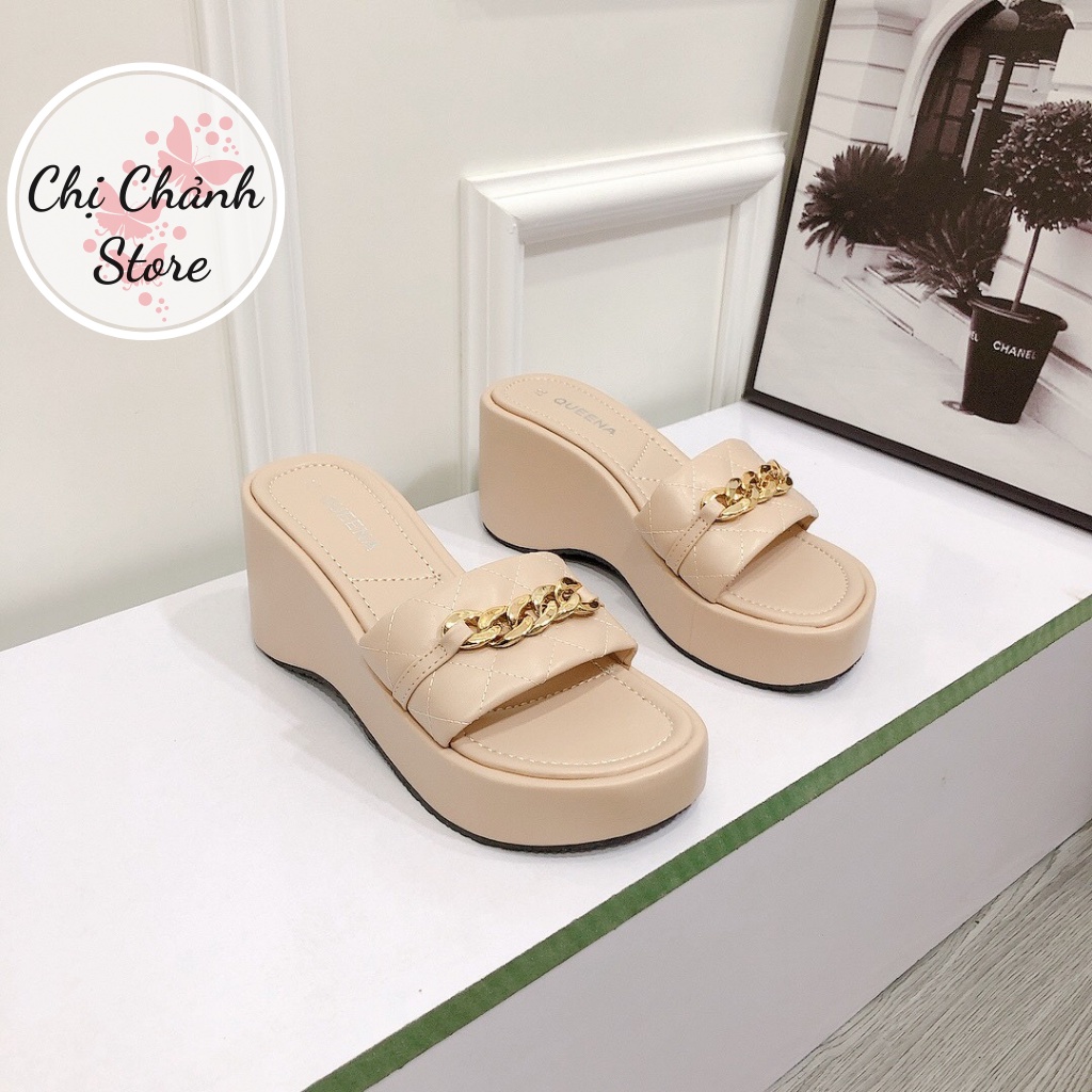 Dép Xuồng Đế Bánh Mì 8p HOT Quai Ngang Phối Xích Hàng Cao Cấp Đế May Cực Xịn Chuẩn Form Siêu Đẹp - Chị Chảnh Store